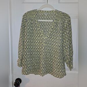 Joie Silk Yellow And Black Floral Print Women's Top